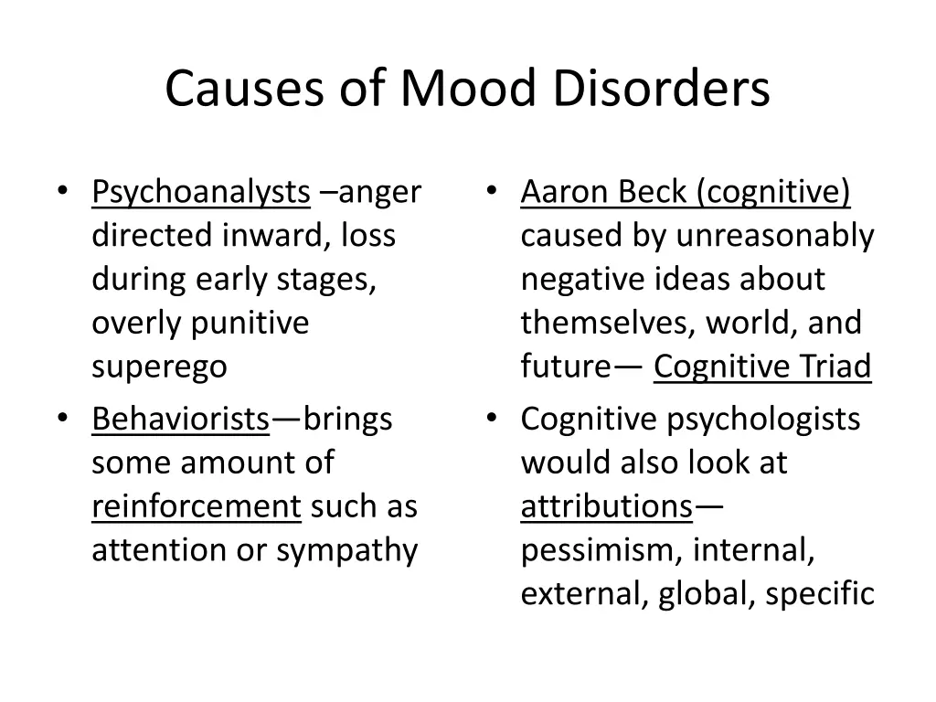 causes of mood disorders