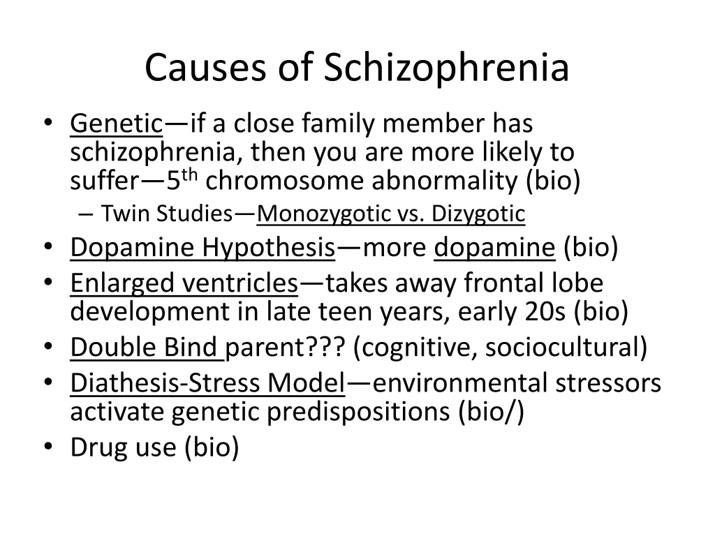 causes of schizophrenia genetic if a close family