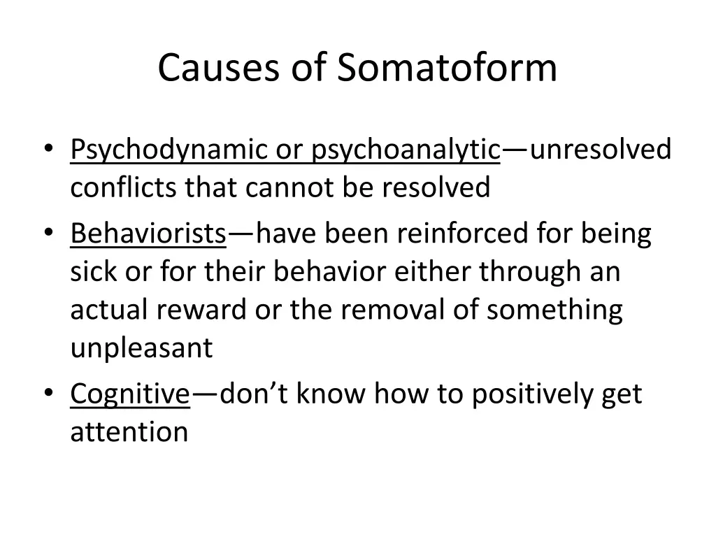 causes of somatoform