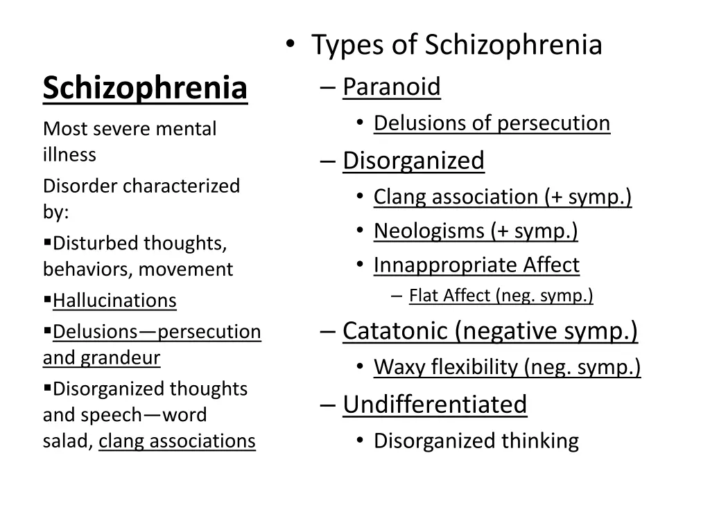 types of schizophrenia paranoid delusions