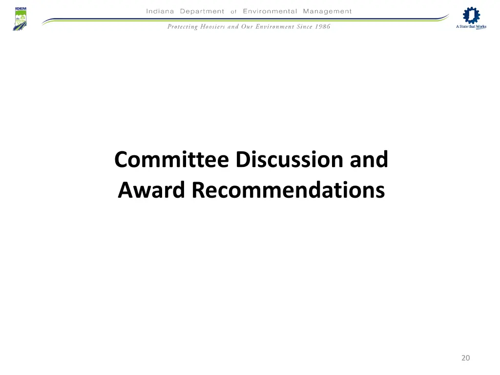 committee discussion and award recommendations