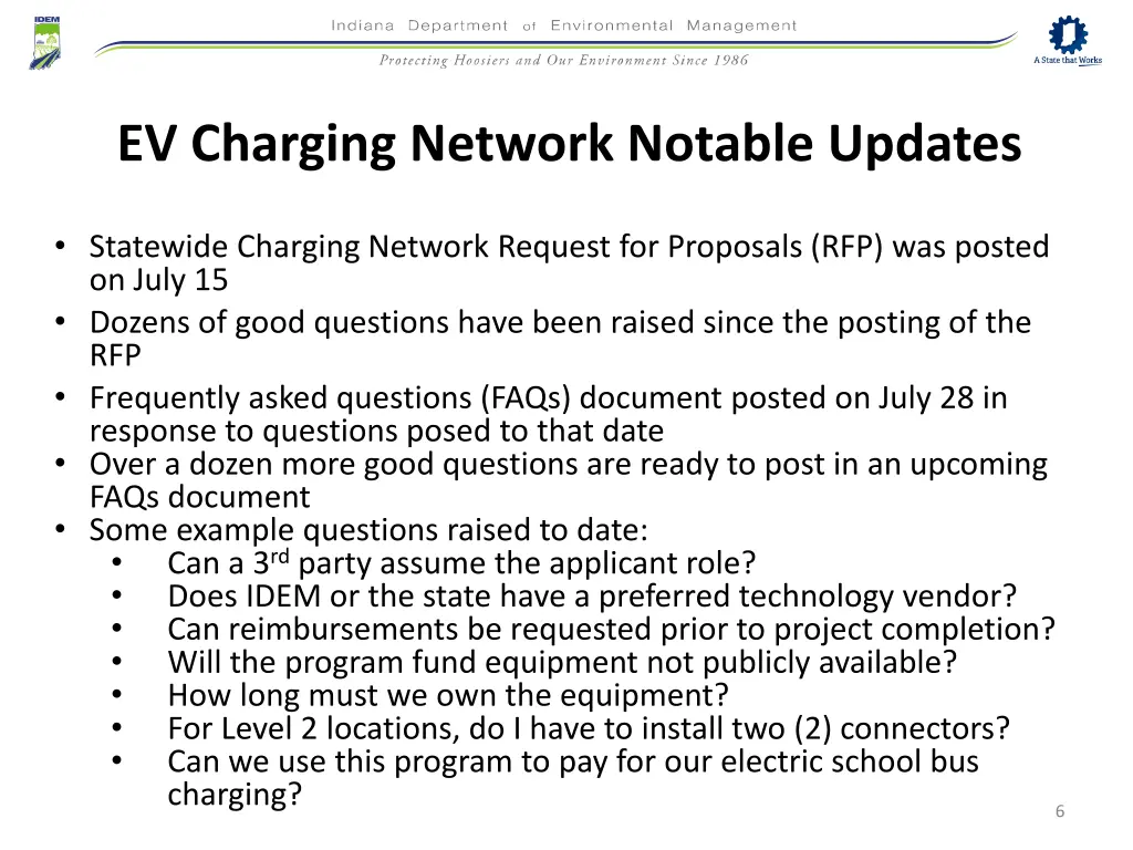 ev charging network notable updates