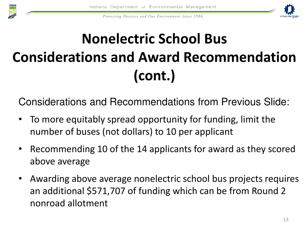 nonelectric school bus considerations and award 1