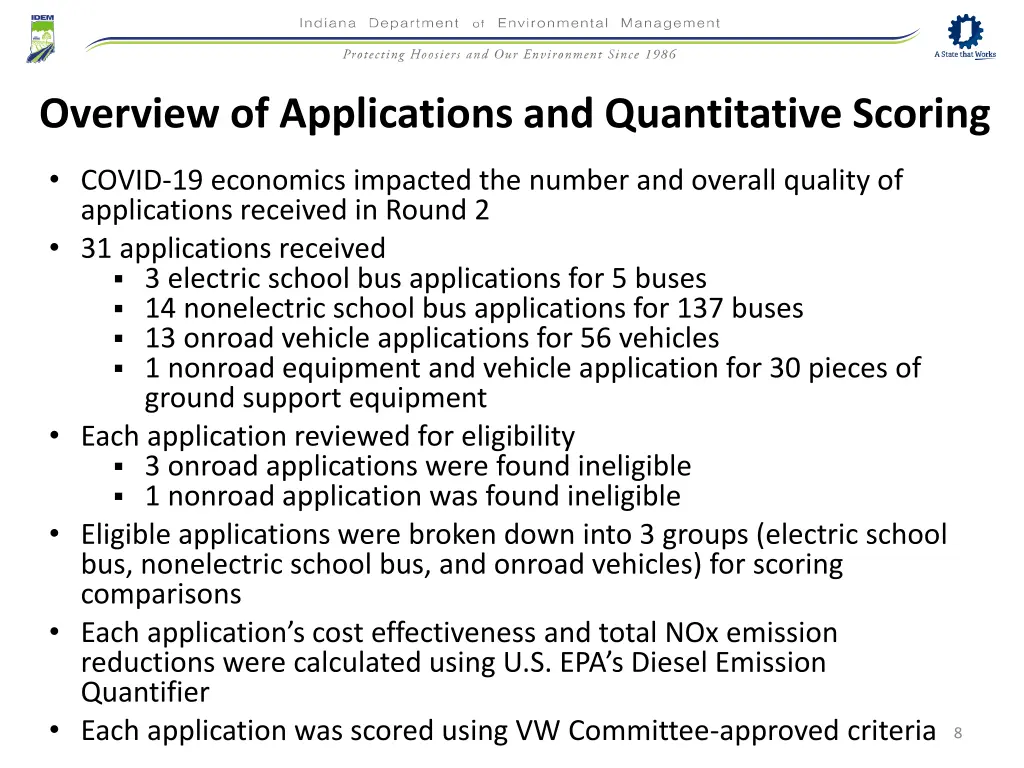 overview of applications and quantitative scoring