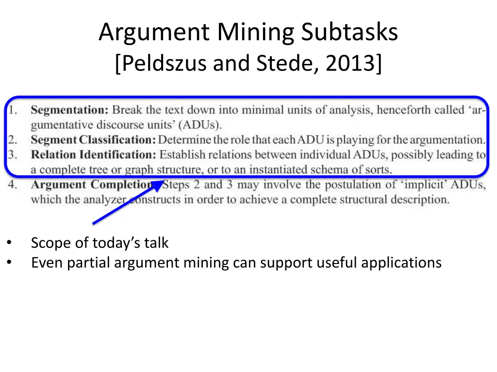 argument mining subtasks peldszus and stede 2013