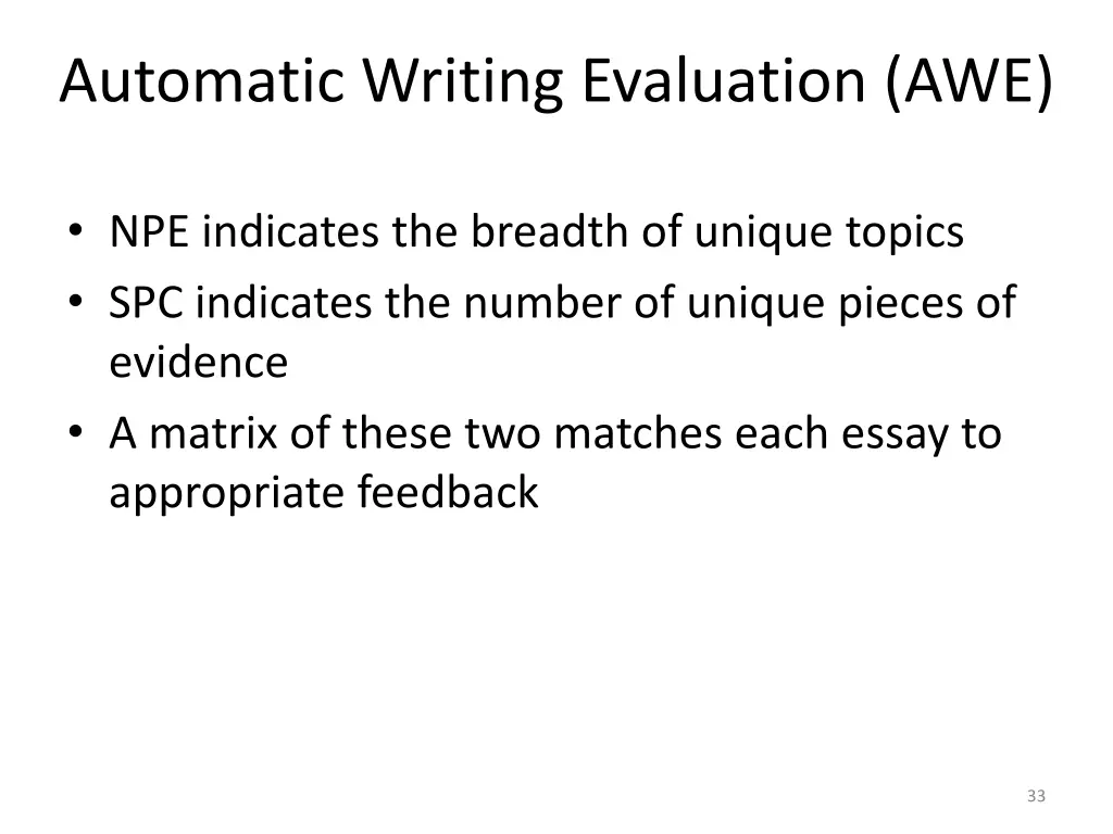 automatic writing evaluation awe