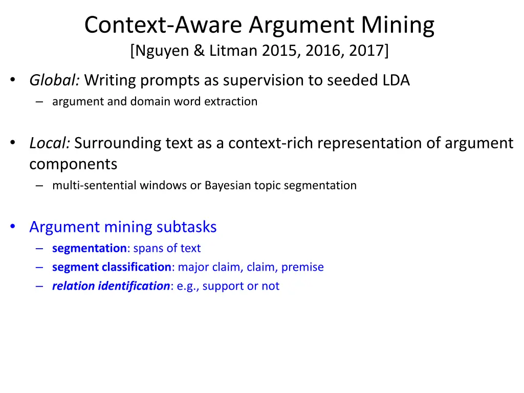 context aware argument mining nguyen litman 2015