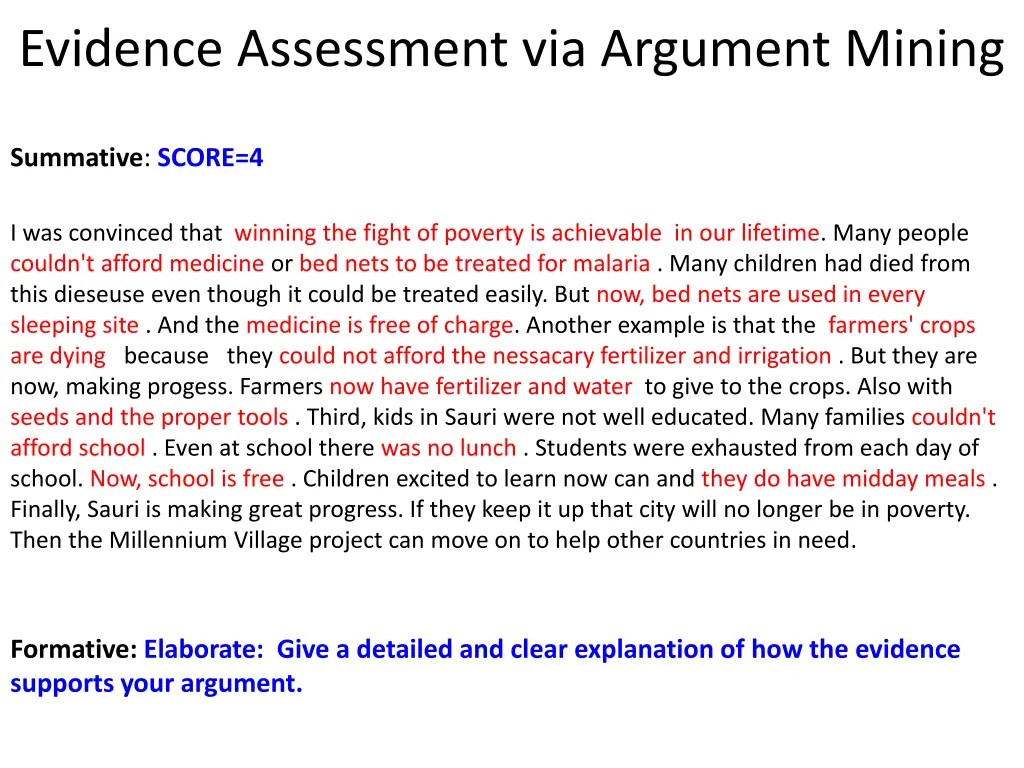 evidence assessment via argument mining