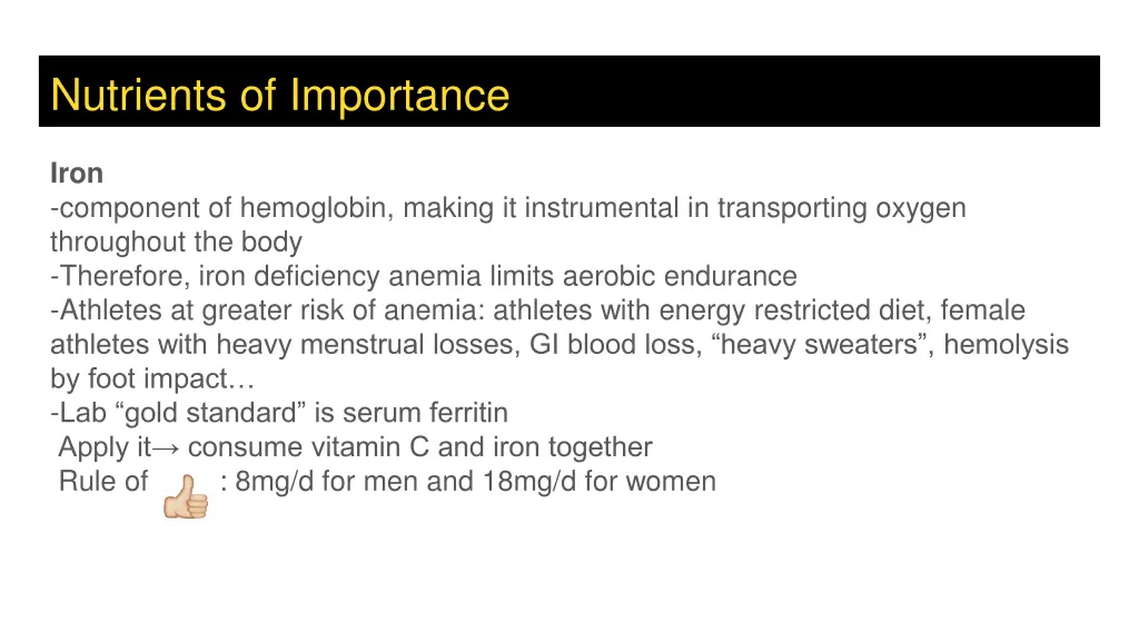 nutrients of importance