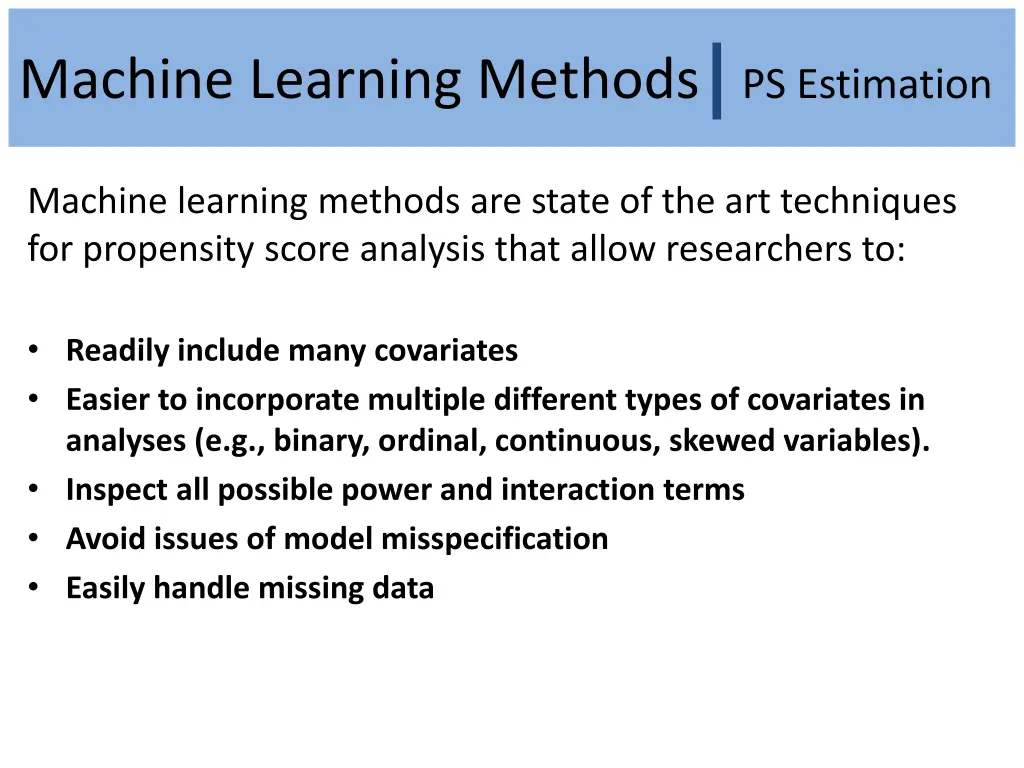 machine learning methods ps estimation