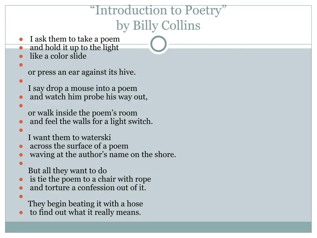 introduction to poetry by billy collins