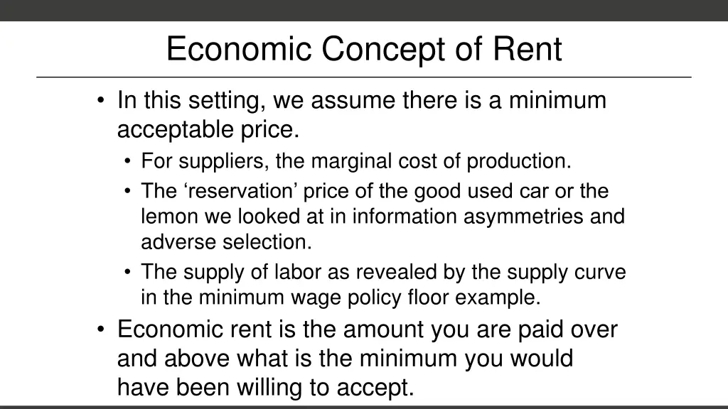 economic concept of rent