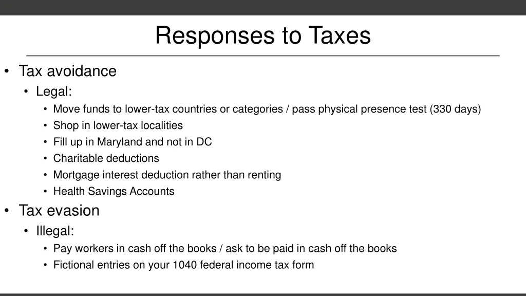 responses to taxes