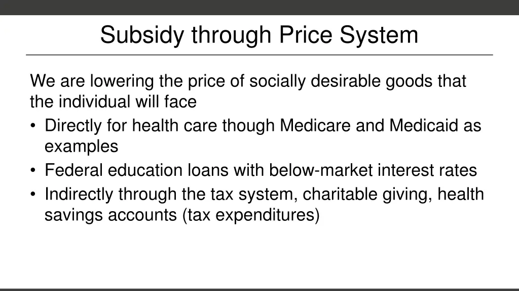 subsidy through price system