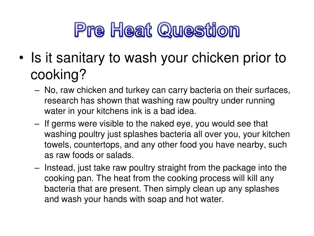 pre heat question 1