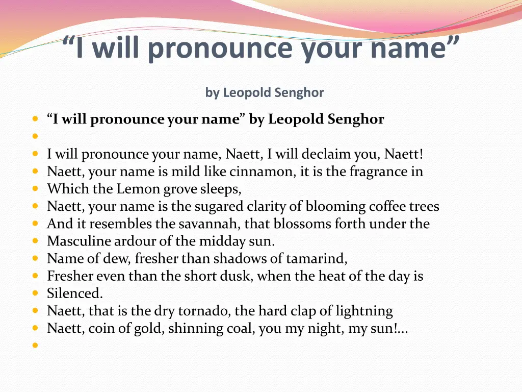 i will pronounce your name