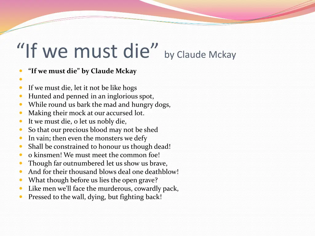 if we must die by claude mckay