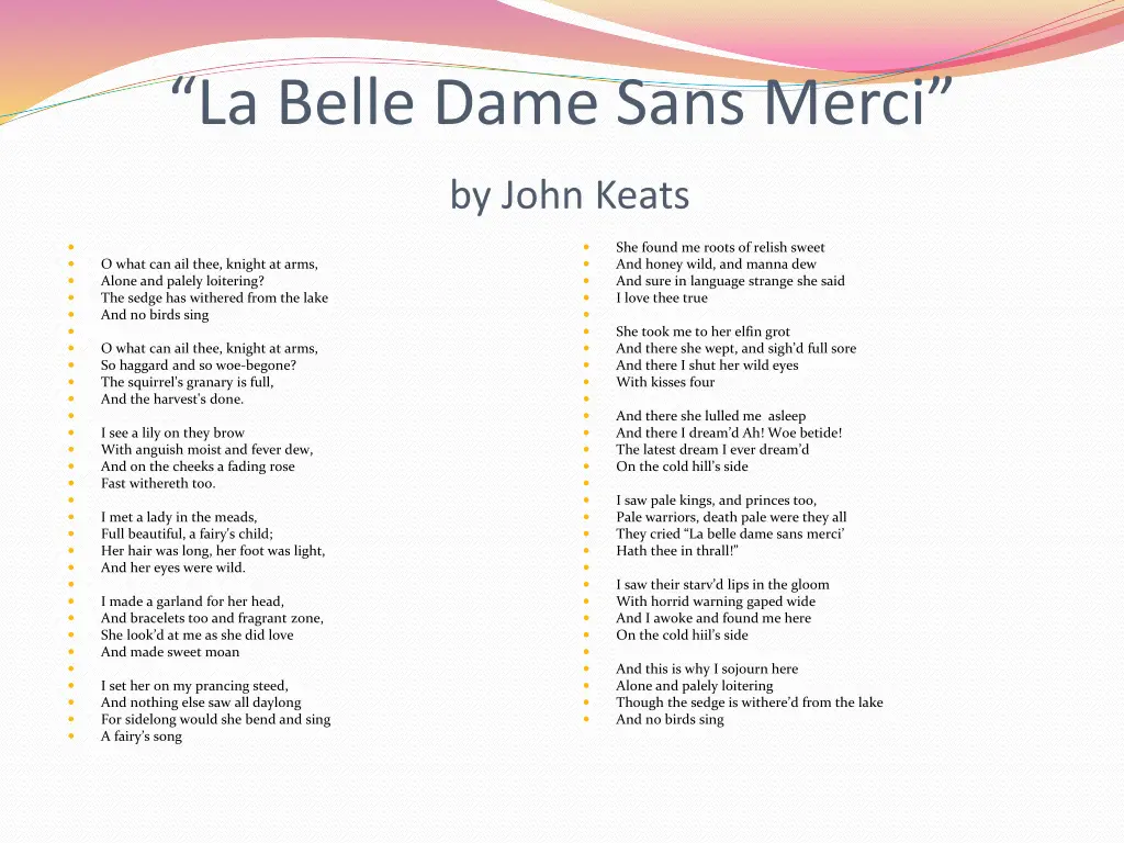 la belle dame sans merci