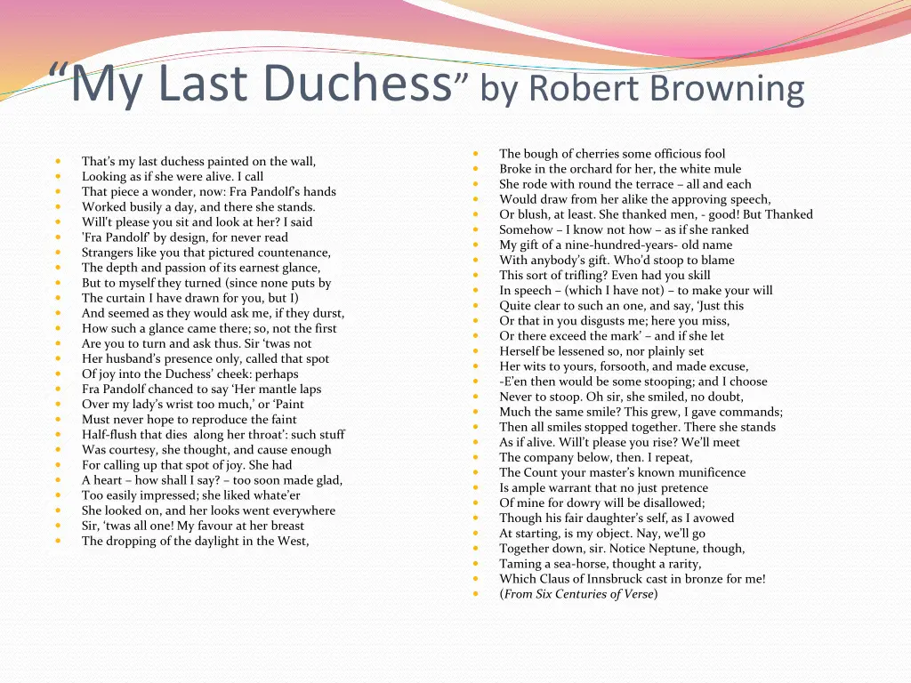 my last duchess by robert browning