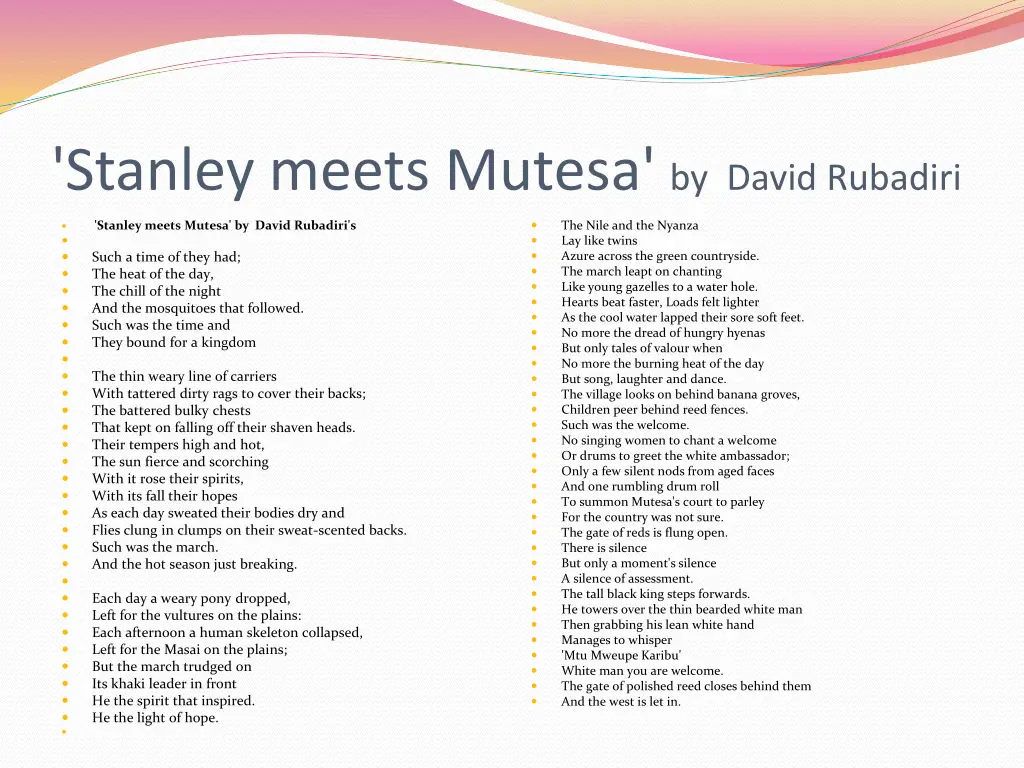 stanley meets mutesa by david rubadiri