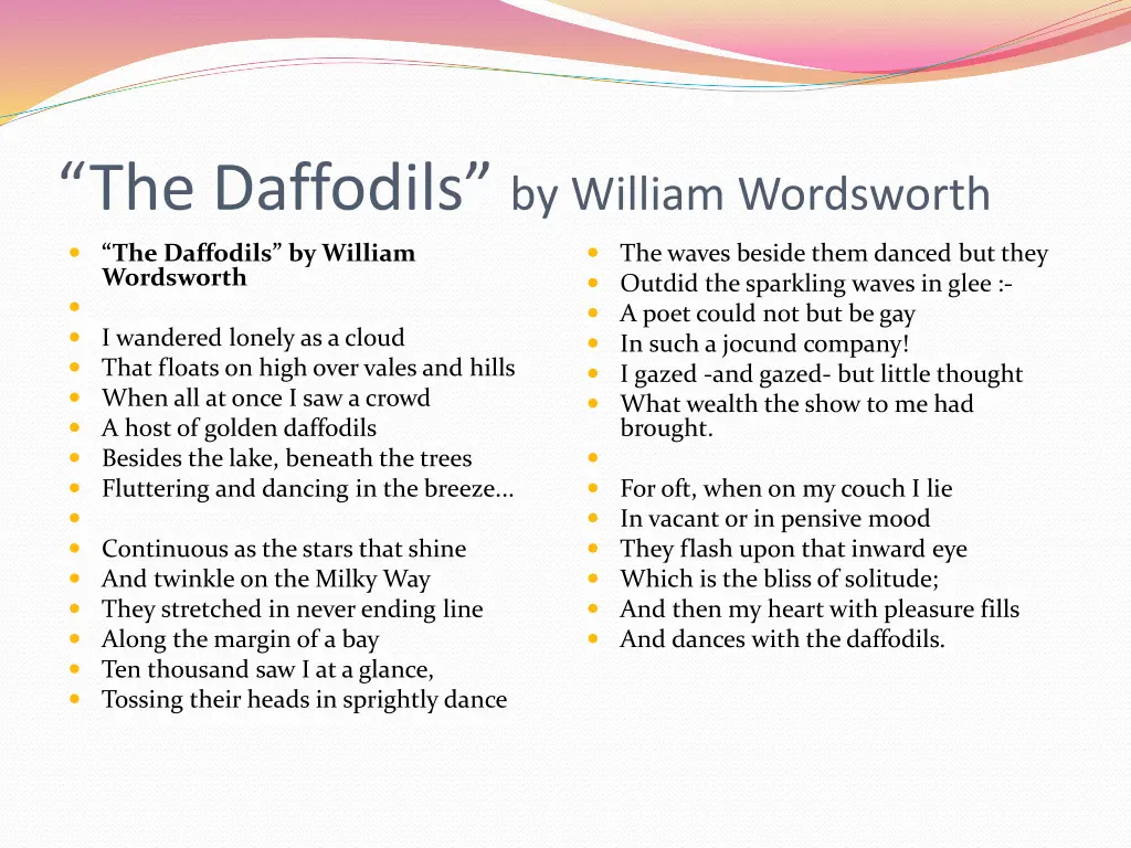 the daffodils by william wordsworth