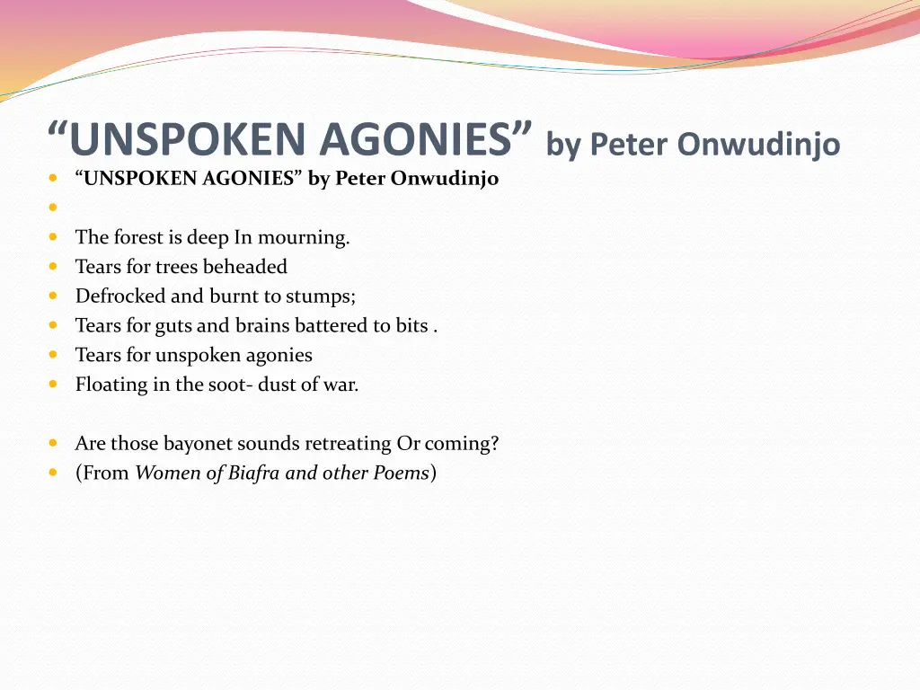 unspoken agonies by peter onwudinjo unspoken