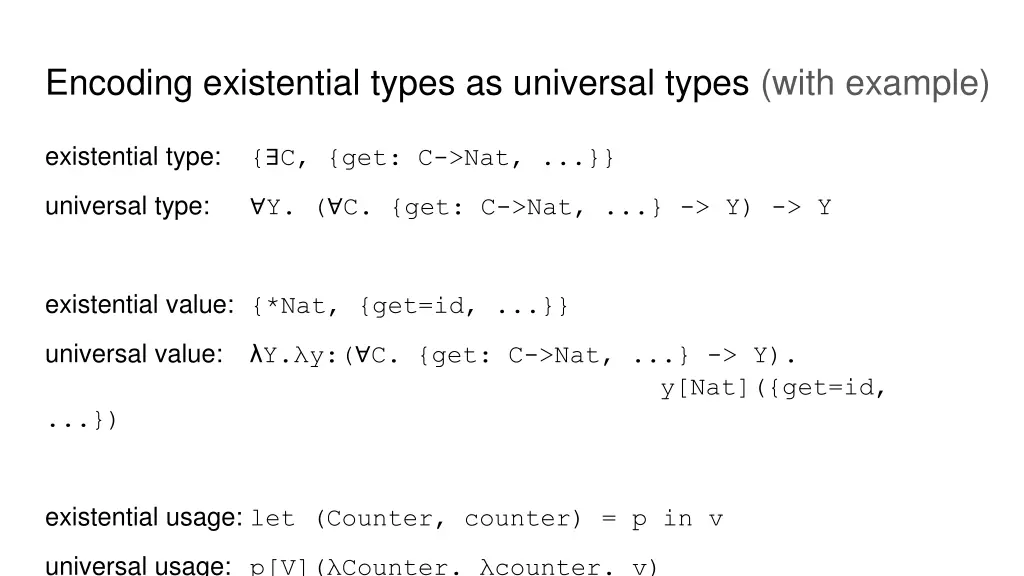 encoding existential types as universal types