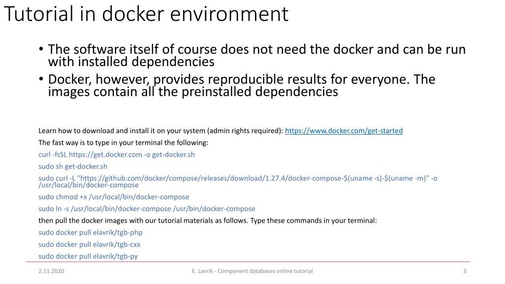 tutorial in docker environment