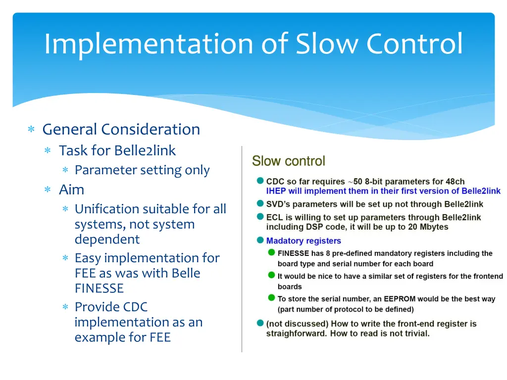 implementation of slow control