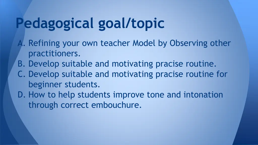 pedagogical goal topic