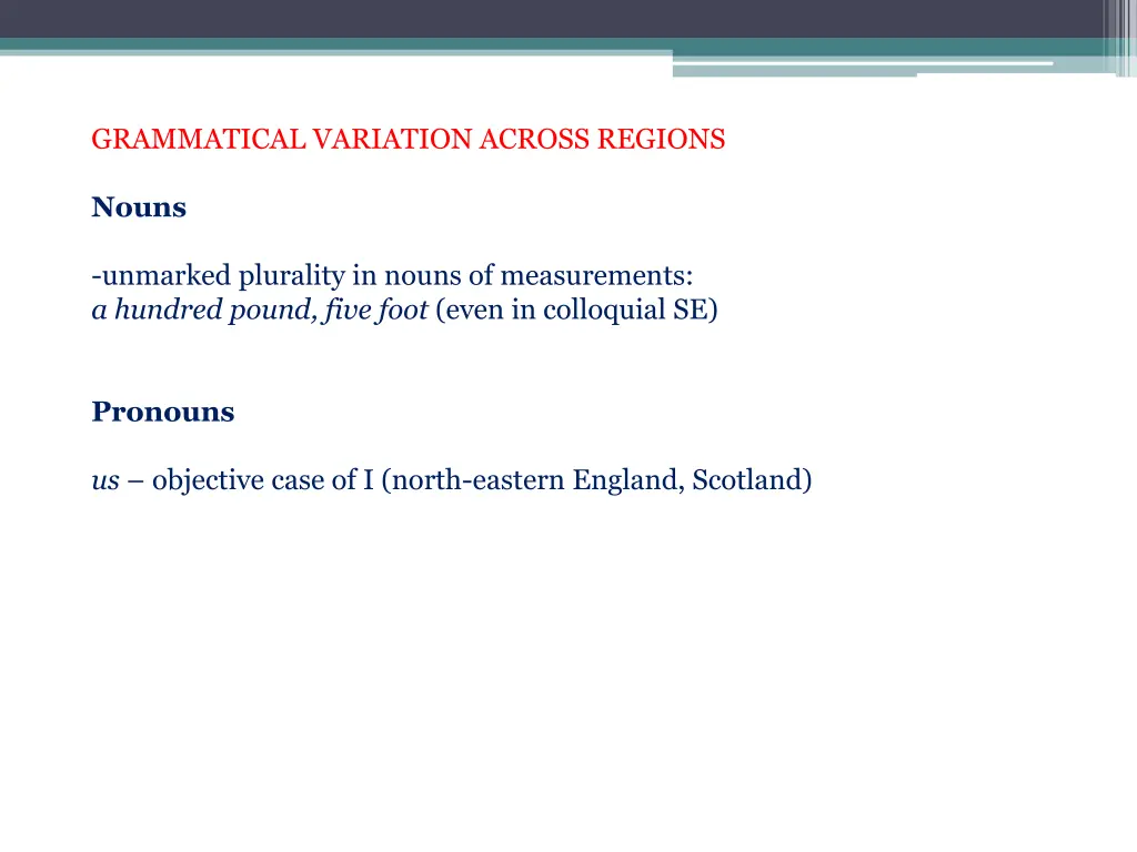 grammatical variation across regions 2