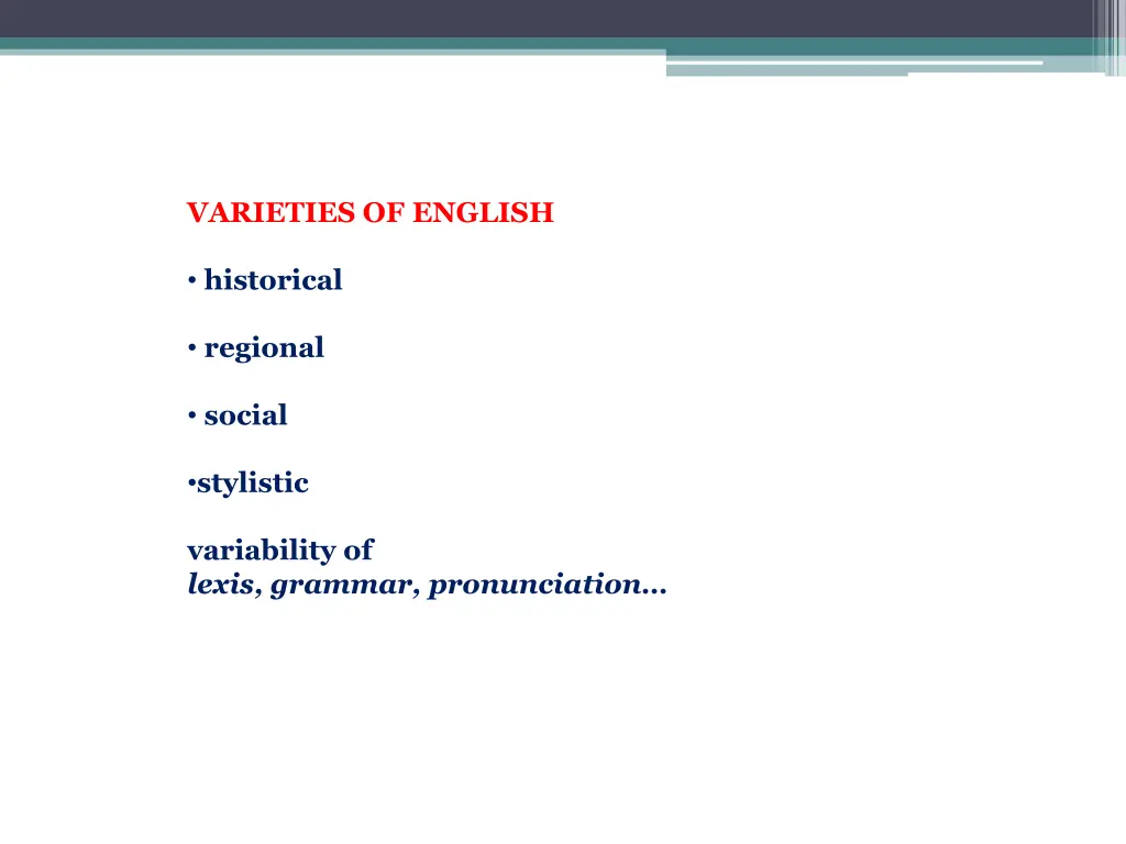 varieties of english