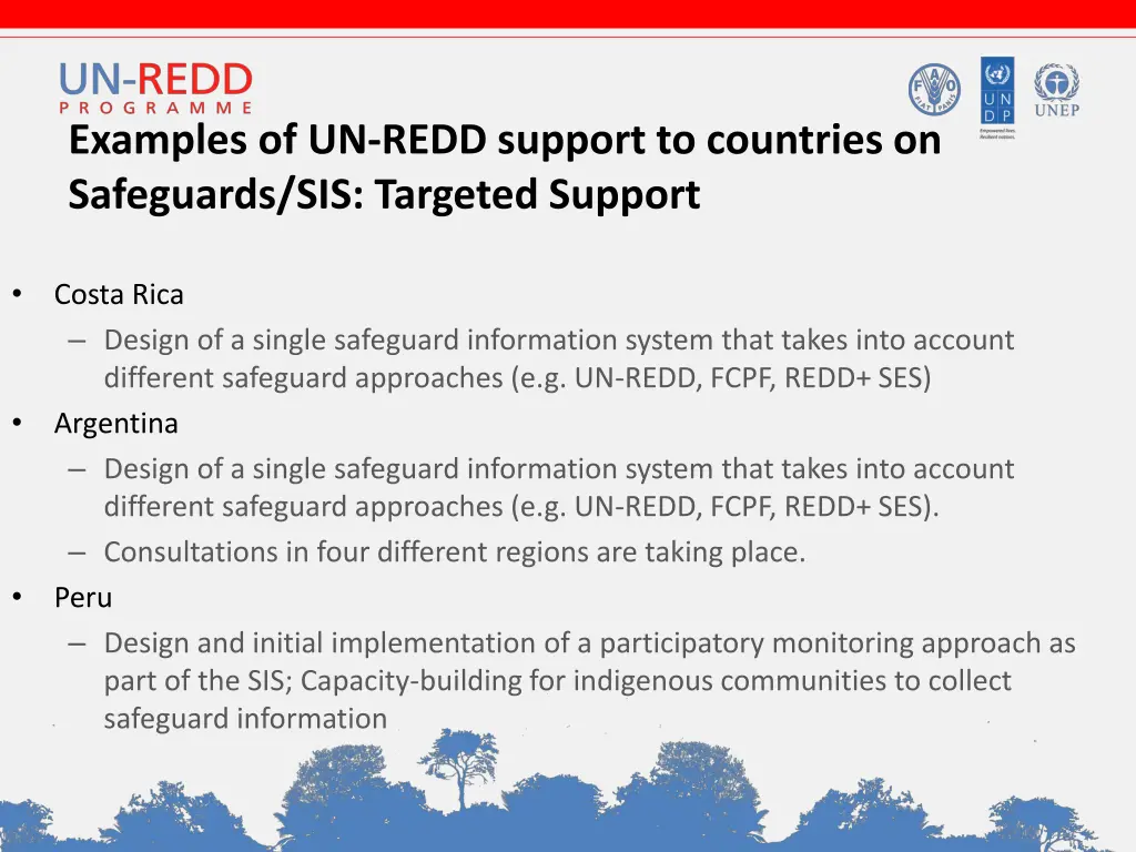 examples of un redd support to countries 1