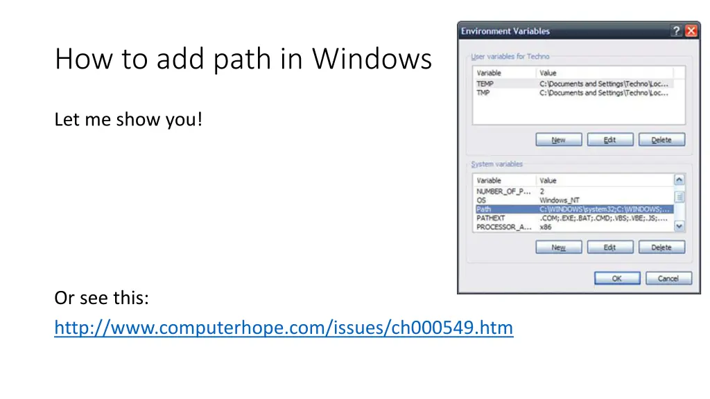 how to add path in windows