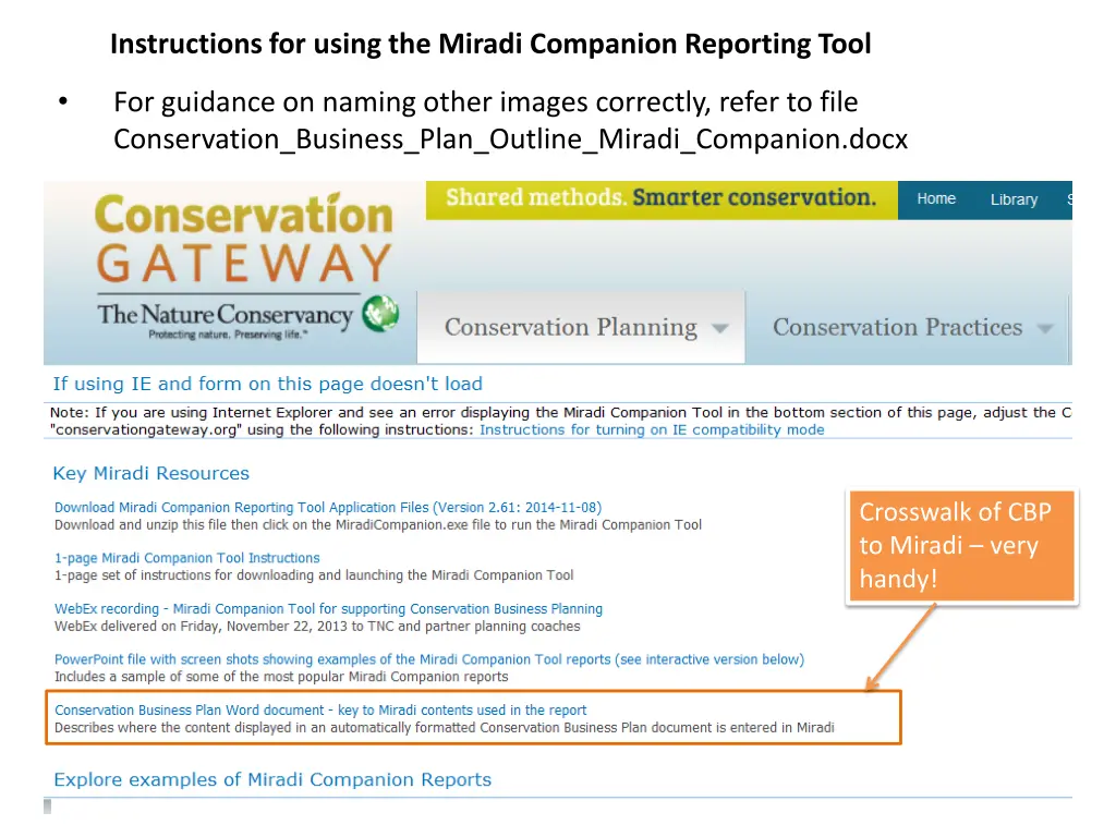 instructions for using the miradi companion 4