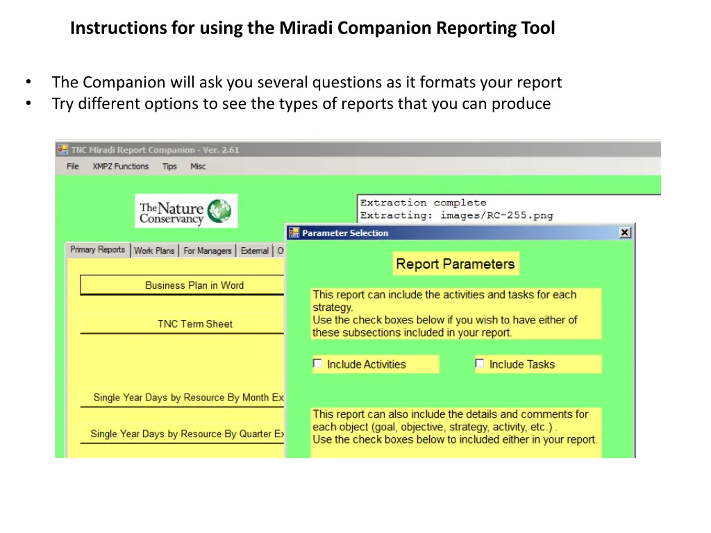 instructions for using the miradi companion 7