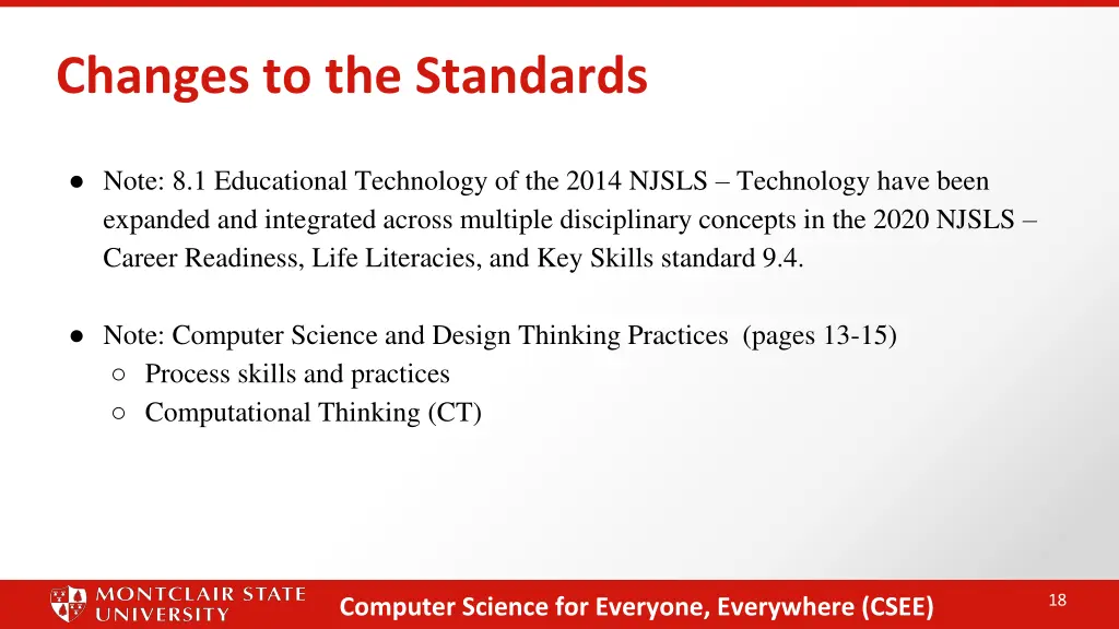 changes to the standards