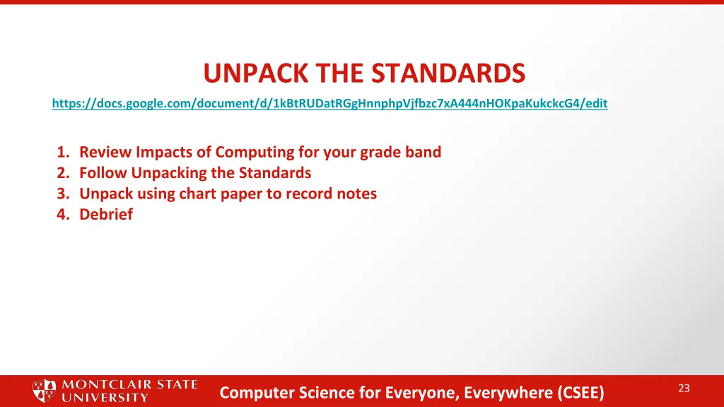 unpack the standards