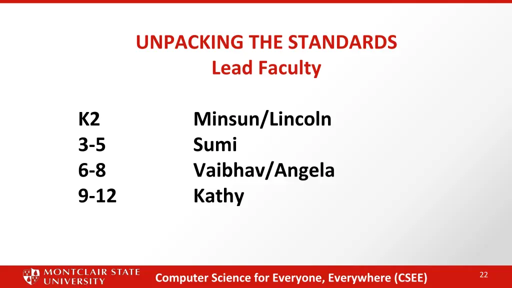 unpacking the standards lead faculty