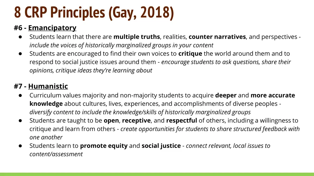 8 crp principles gay 2018 6 emancipatory students