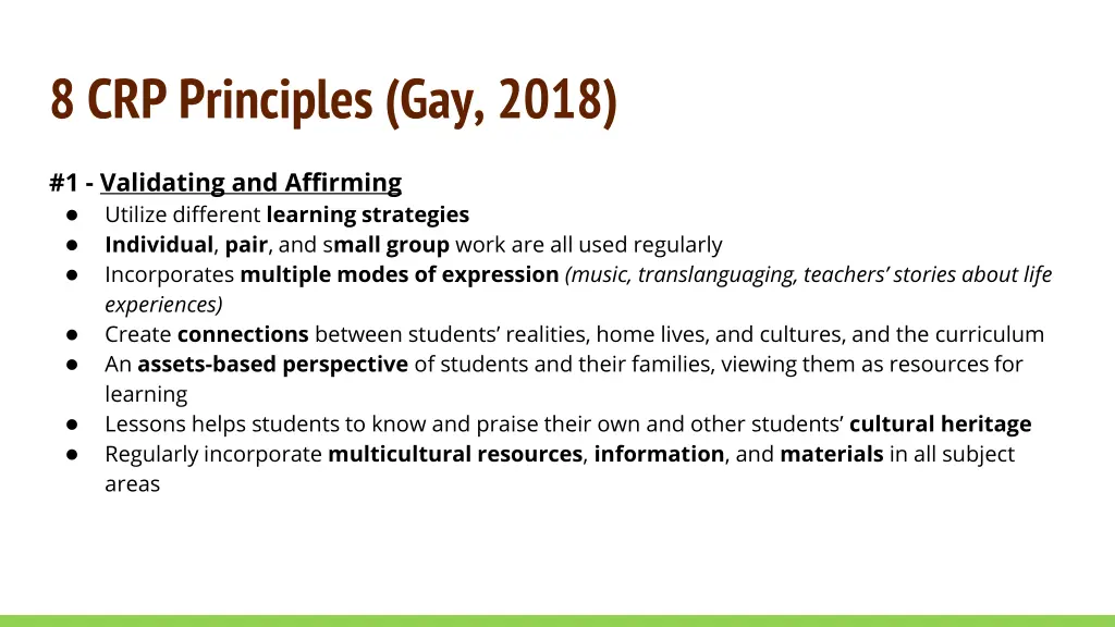 8 crp principles gay 2018