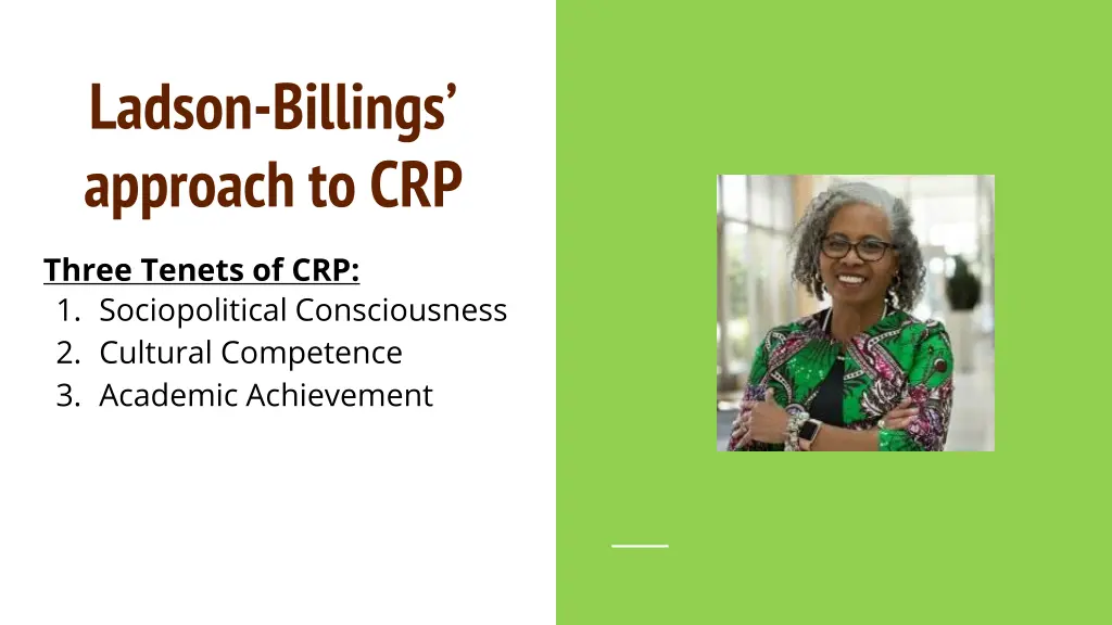 ladson billings approach to crp