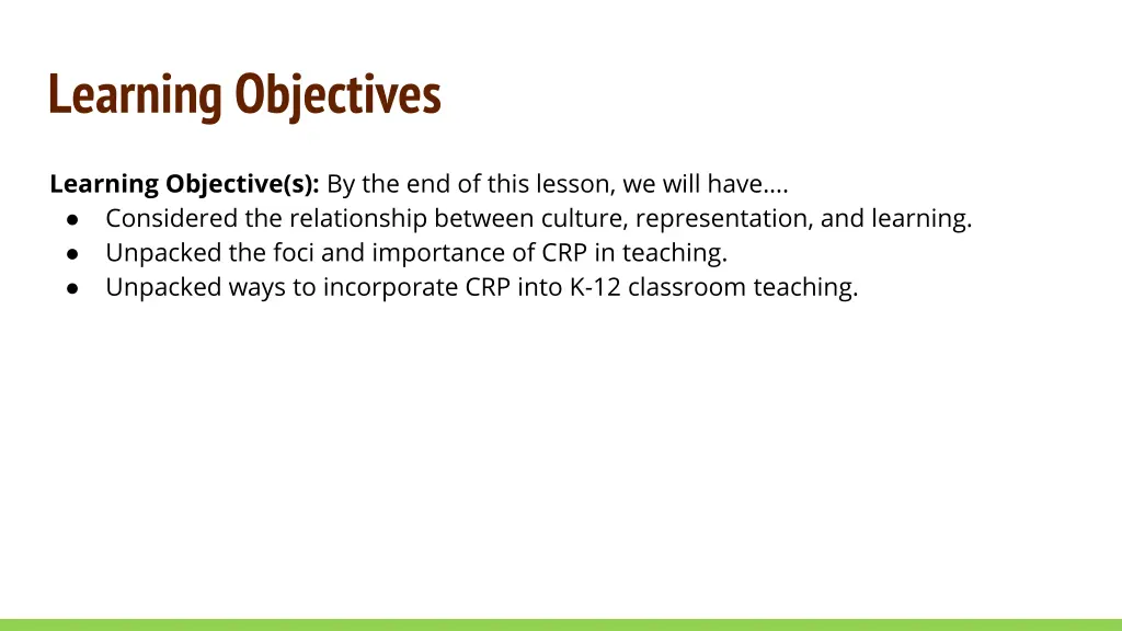 learning objectives