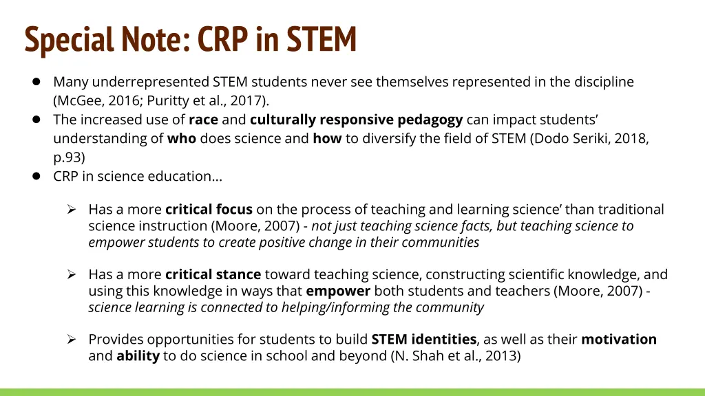 special note crp in stem