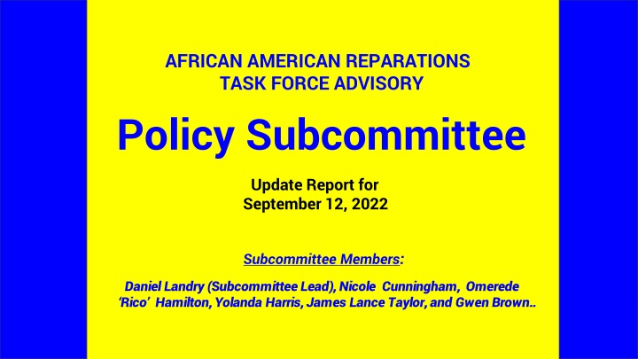 african american reparations task force advisory