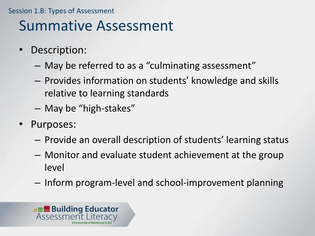 session 1 b types of assessment 8