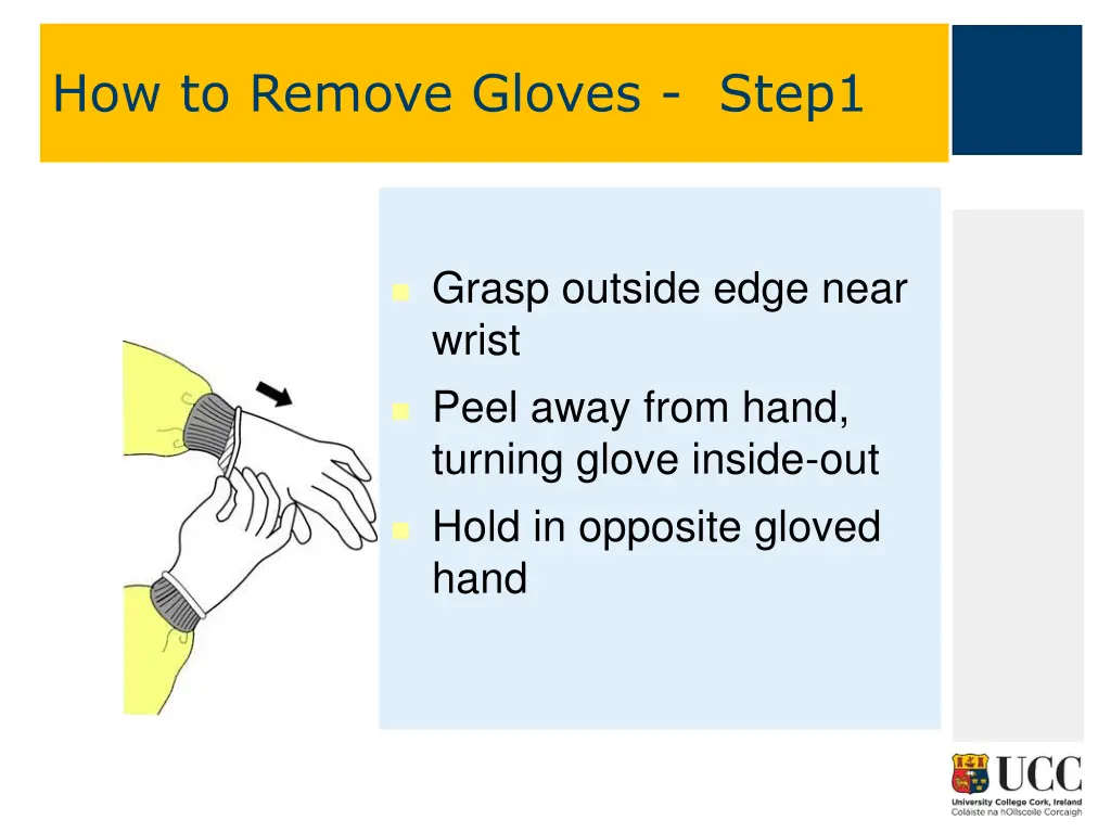 how to remove gloves step1