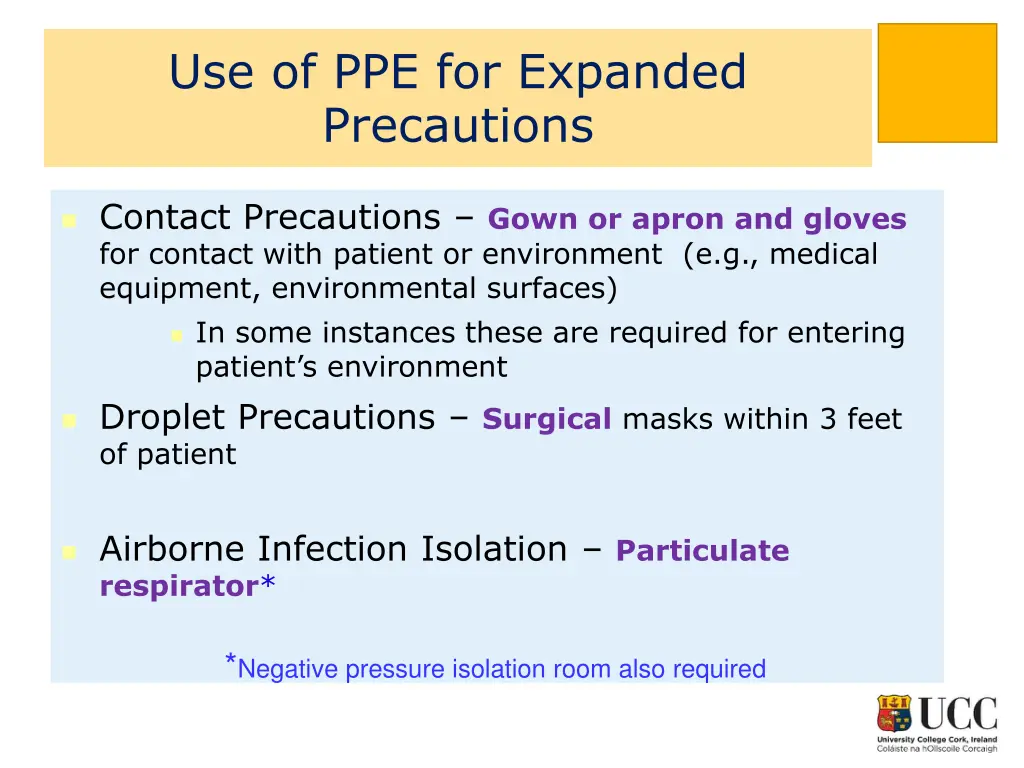 use of ppe for expanded precautions