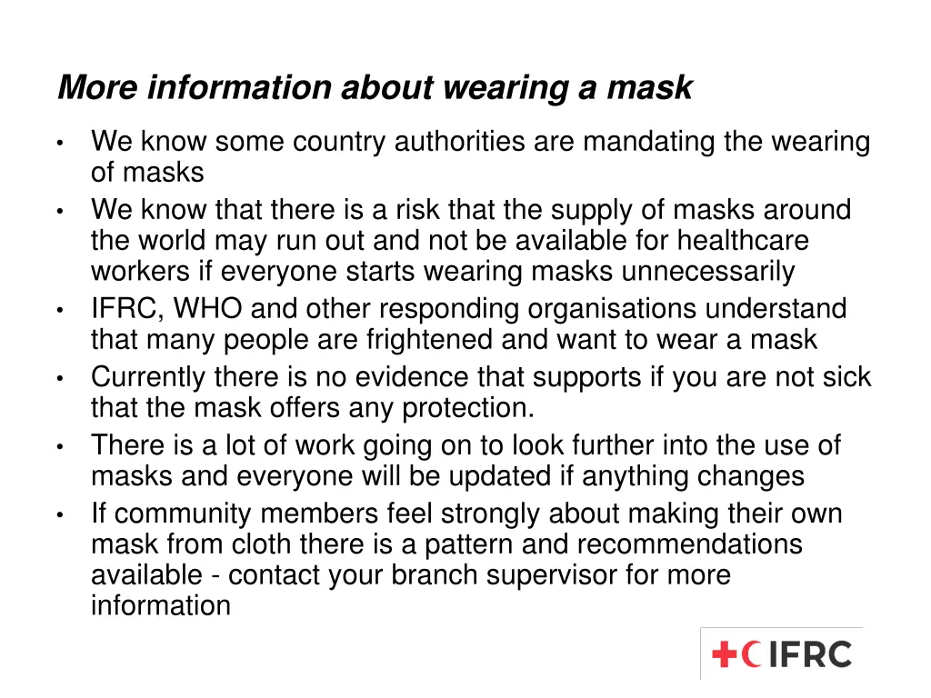 more information about wearing a mask