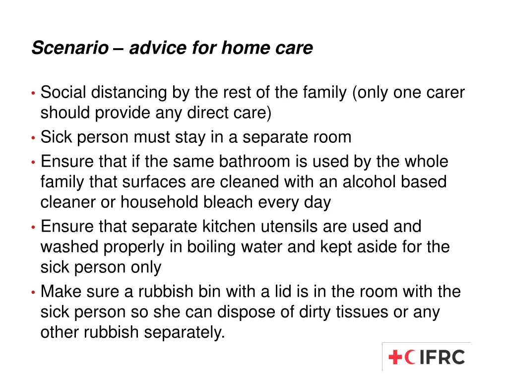 scenario advice for home care